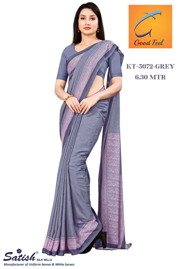 Uniform Sarees Sari Salwar Kameez Sangam Prints Sky Blue Silk