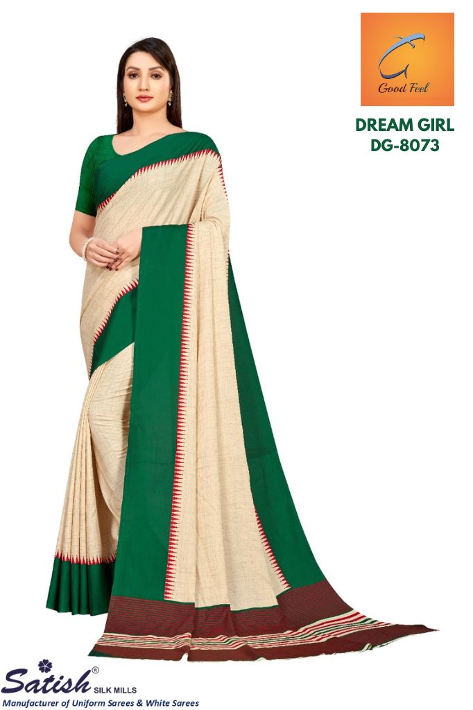 Crepe Silk MARUN Printed Uniform Saree – Satish Silk Mills