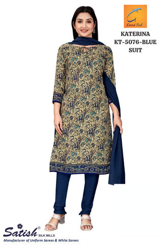 Paisley Print Blue Dull Crepe Salwar Suit