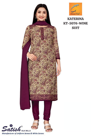 Paisley Print Wine Dull Crepe Salwar Suit