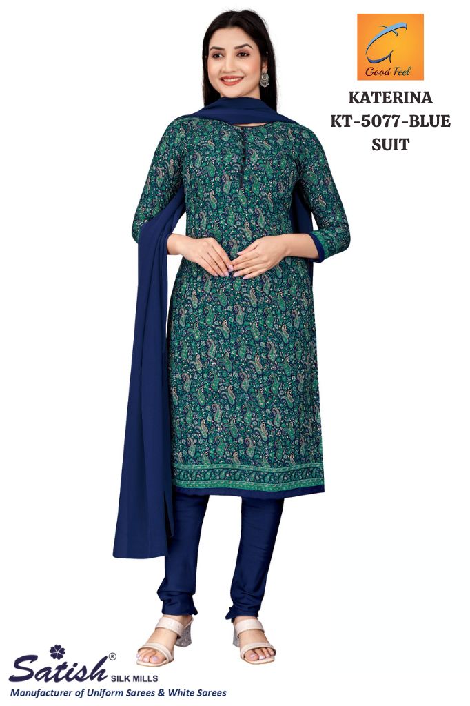 Blue Paisley Print Dull Crepe Salwar Suit