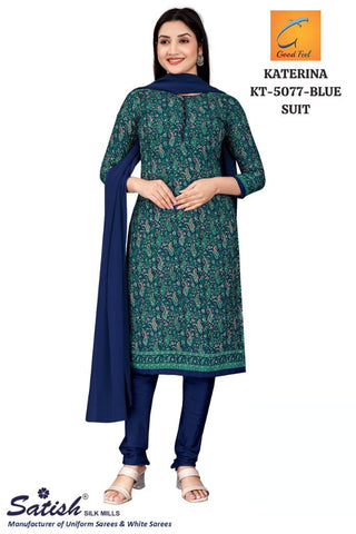 Blue Paisley Print Dull Crepe Salwar Suit