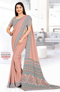 PLAIN Printed  ROSE Kota Silk Uniform Saree