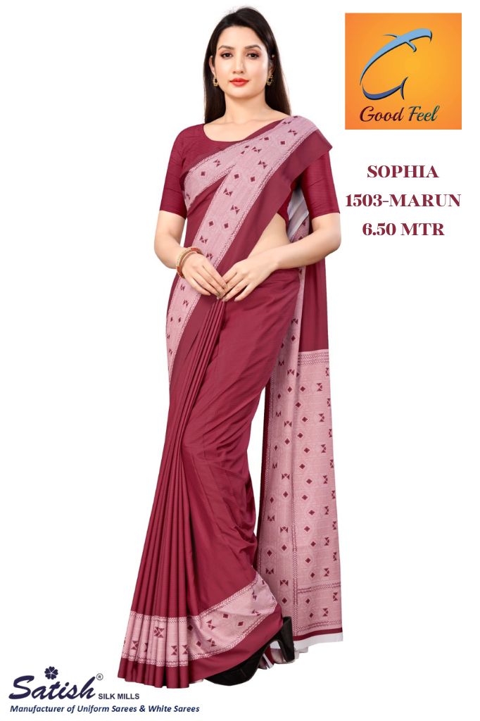 Marun Digital Printed Plain Crepe Fancy Saree