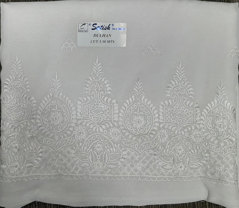 White Embroidered Georgette Saree