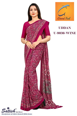 Pink Floral Chiffon Printed Sarees