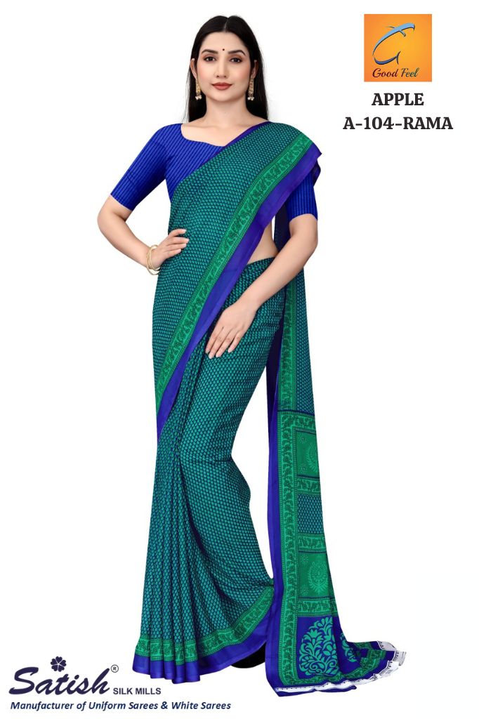 Small Print Rama Heavy Reniyal Teacher Uniform saree
