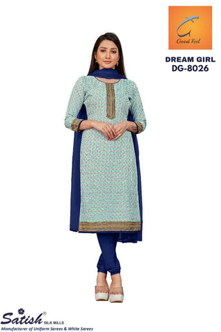 Check Printed Blue Crepe Uniform Salwarr Suit With Dupatta for Teacher