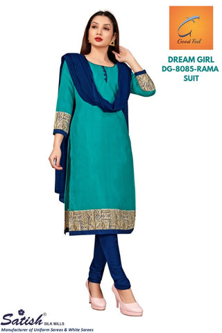 Turquoise Plain Crepe Uniform Dress Material (DG-8085)