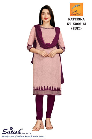 Plain Wine Dull Crepe Uniform Salwar Suit