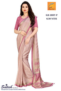 Calico Print Kotfeel Pink Uniform Printed Saree