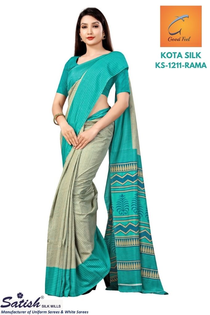 CHECKS Printed RAMA Kota Silk Uniform Saree
