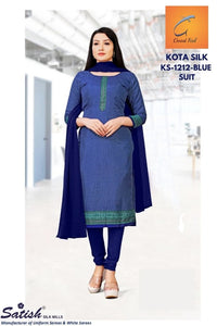 Calico Printed BLUE Kota silk Uniform Dress Material