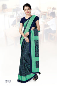 Green Floral Printed Teacher Saree